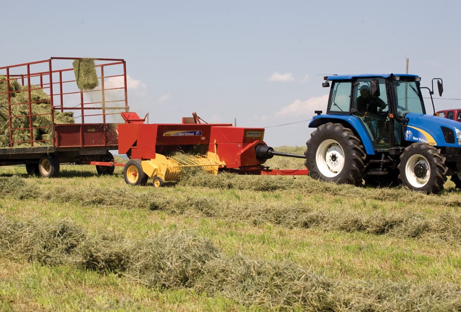 BC5000 Small Square Balers being pulled in a hay field